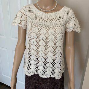 Crochet Short Sleeve Blouse/Top